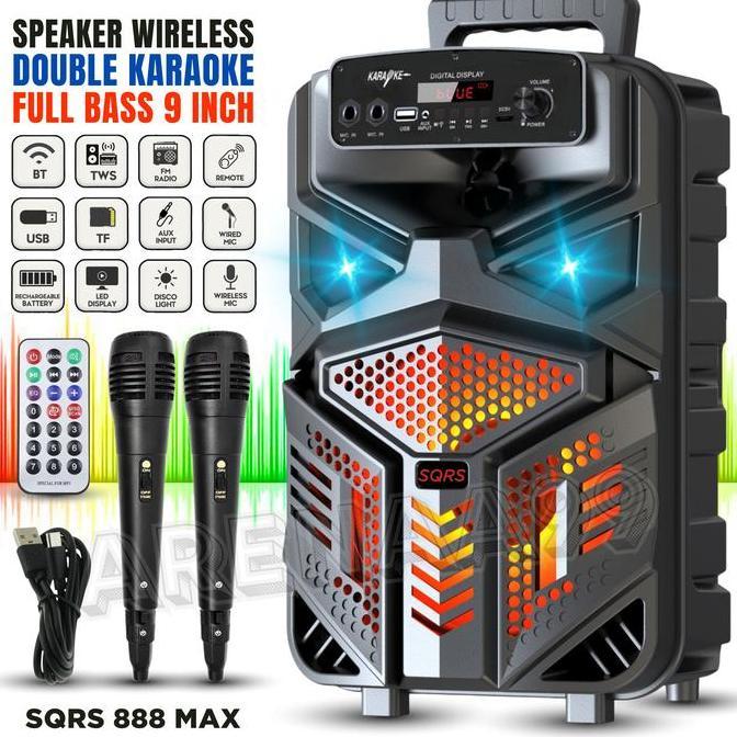 Murah Banget Speaker Full Bass 9Inch Dual Mic Karaoke Speaker TV, HP, Laptop, Komputer SPEAKER SQRS 