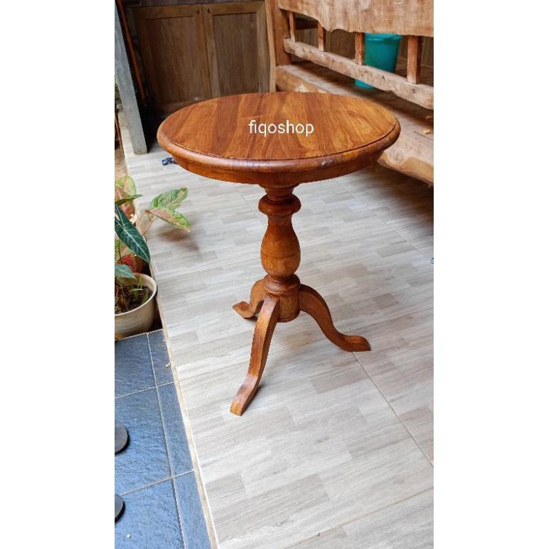 [BEST BUY] Meja Bulat Kecil Sudut Antik Serbaguna Kayu Jati Furniture Jepara