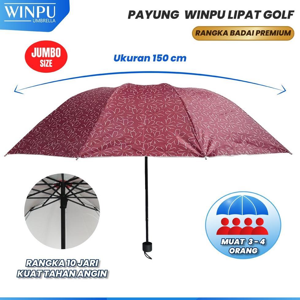 ORIGINAL WINPU PAYUNG LIPAT JUMBO PREMIUM 150 CM MURAH MOTIF FLOWER BUNGA