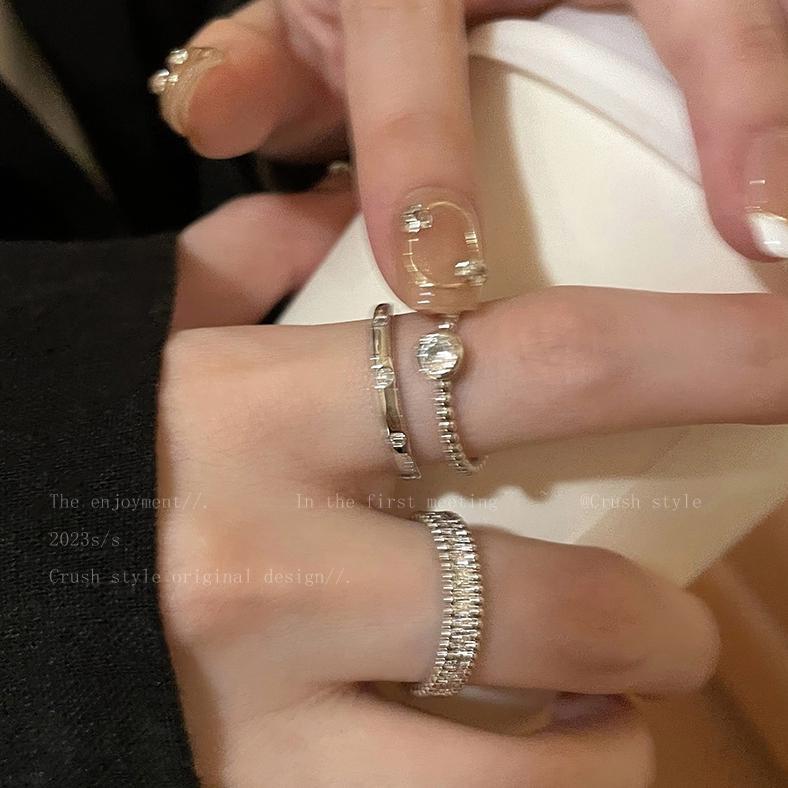 premium cod set cincin titanium wanita korea modis cincin terbuka cincin zirkon kelas atas cincin ku