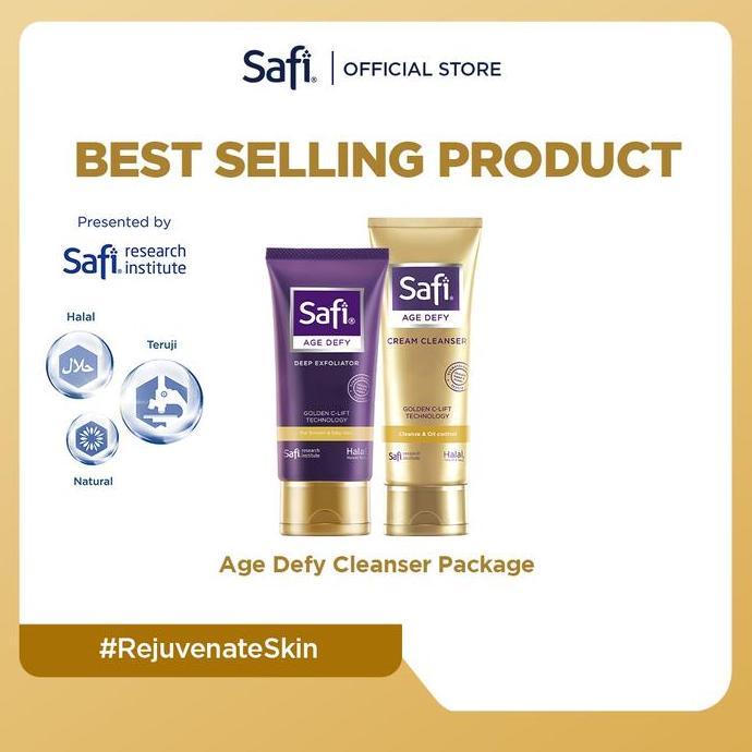 Langsung- Safi - Age Defy - Package Cleanser 100Gr & Exfoliator 75Ml- Anti Aging Membersihkan Wajah
