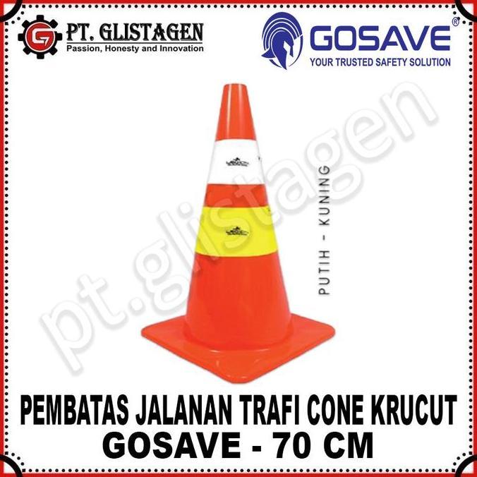 Amanbanget- Gosave Traffic Cone Safety Rubber Gosave 70Cm Kerucut Lalu Lintas 70Cm Pembatas Jalanan 