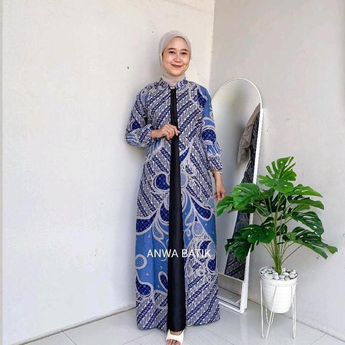 Cuci Gudang  Gamis Batik Mix Moscrepe Premium Wanita Busui Terbaru Gamis Batik Jumbo Ld 130Cm