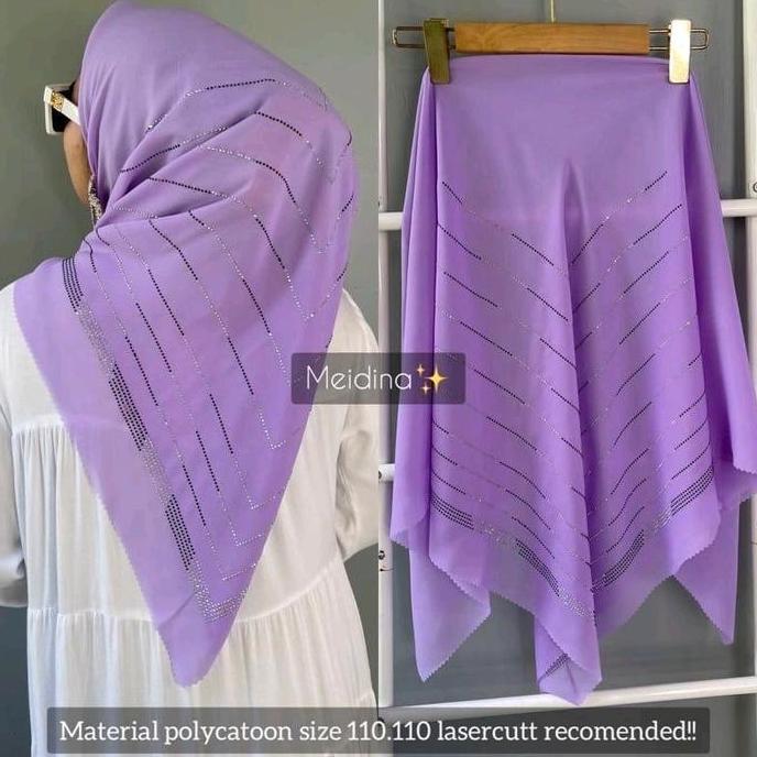 Bagusbanget- Hijab Segi 4 Empat Laser Cut Swarovski Pollycotton / Segiempat Payet / Kerudung Segi 4 