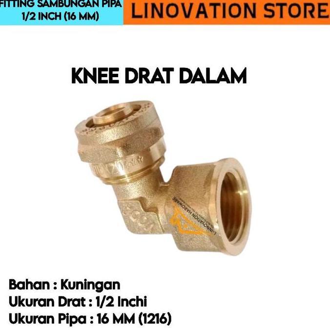 Lancaraja- Sambungan Pipa Fitting Air Panas Fiting Water Heater Kuningan 1/2 Inch Sok Keni Sambung T