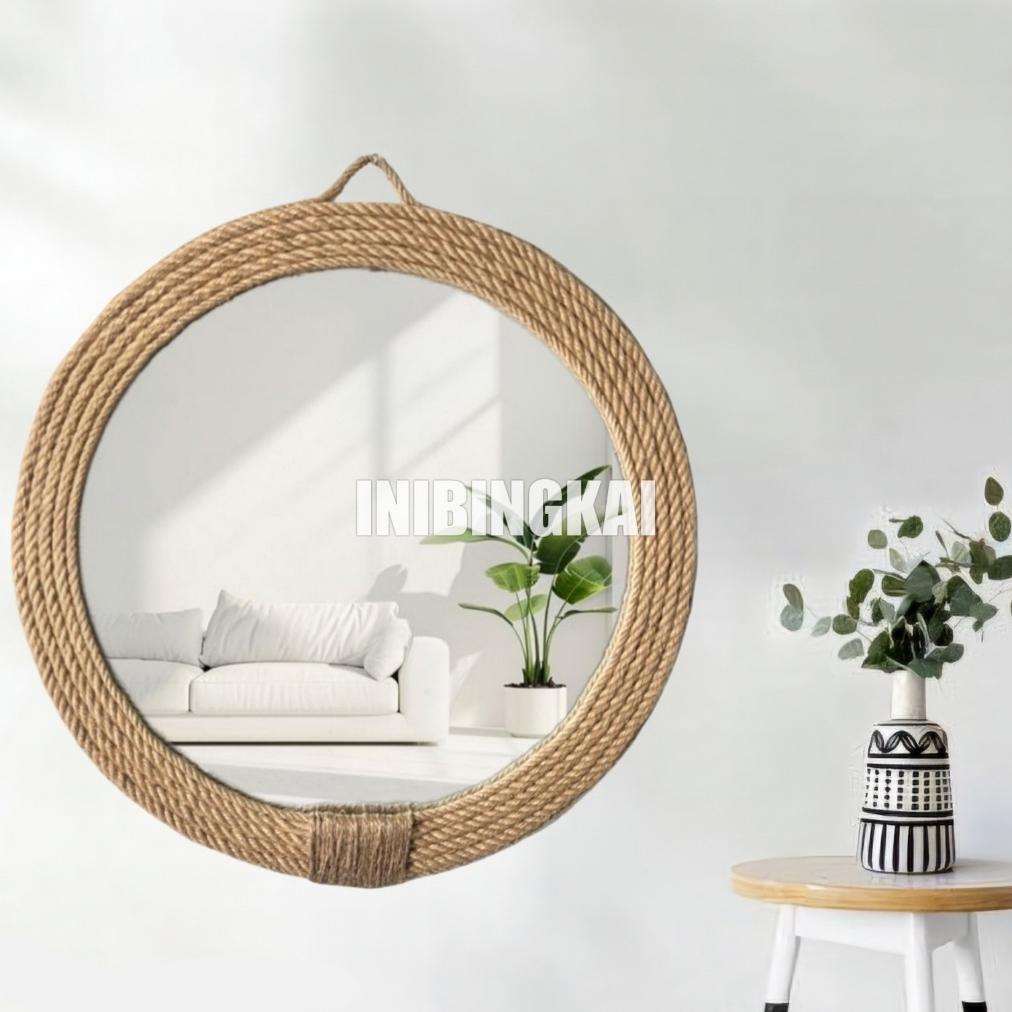 NEWW Cermin Bulat Aesthetic Tali Makrame | Cermin Hias Bohemian Minimalis Dekorasi Rumah