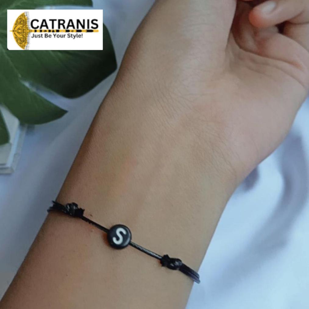 Best Seller Gelang Huruf Gelang Inisial Gelang Huruf Bulat Hitam Gelang Tali Korea Waterproof
