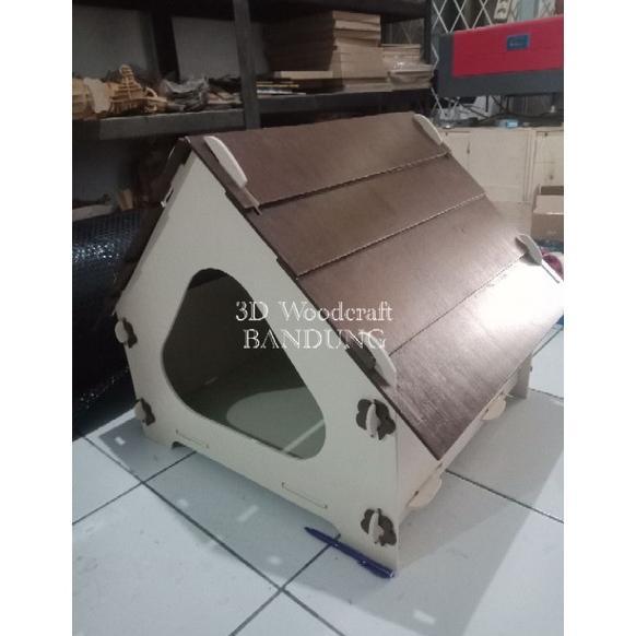 READYY Rumah Kandang Kucing Anjing Kayu Unik bisa Bongkar pasang 50 X 50 cm