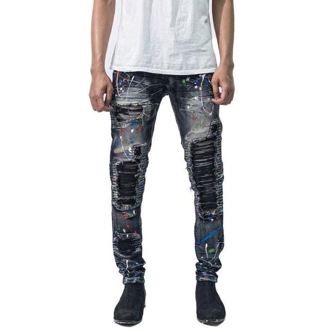 Larisyaa- H1 Biker Patch - Space Grey - Celana Jeans