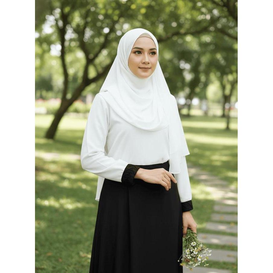 Sekarangaja- Gamis Seragam Kerja Pns Pdh Kombinasi Hitam Putih Dress Wanita Toyobo Tebal