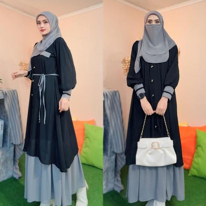 Awet Parayou ~ Gamis Malay Set Hijab Segi Empat Dan Cadar Muslim Remaja Nyaman Wudhu Frandly Ceruty 