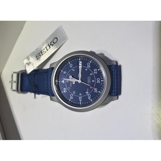 Ready Seiko 5 SNK807K2 Automatic 21 Jewels Blue Military Nylon Strap