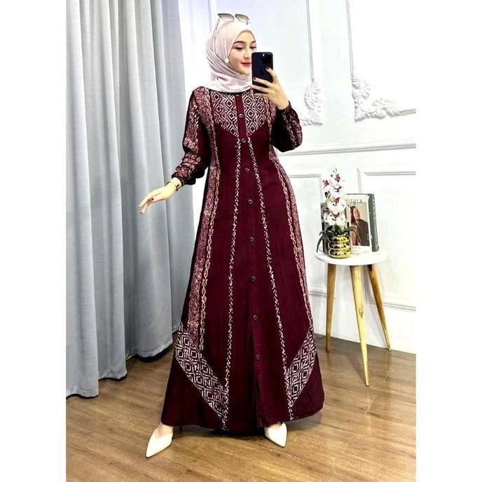 Promo Gamis Twill Rayon Cap Malaman Premium Full Kancing Busui Friendly Panjang Motif