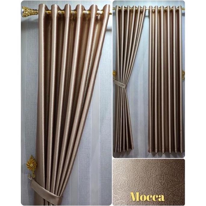 Impian- Gorden Blackout Glossy Polos Embos Premium Smokring Tebal Abu Tua