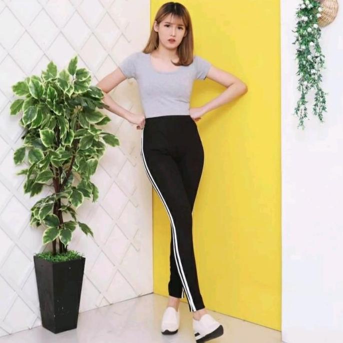DF192 - Legging Double Rip Warna/Legging Lembut Nyaman/Legging Wanita Tebal Putih