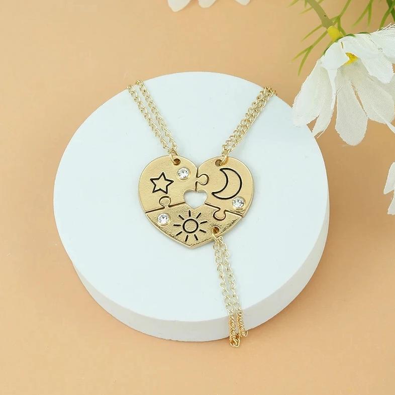 3/4Pcs Trendy Sun Moon Star Cloud Charm Necklace for Best Friend Friendship Necklace Clavicle Chain 