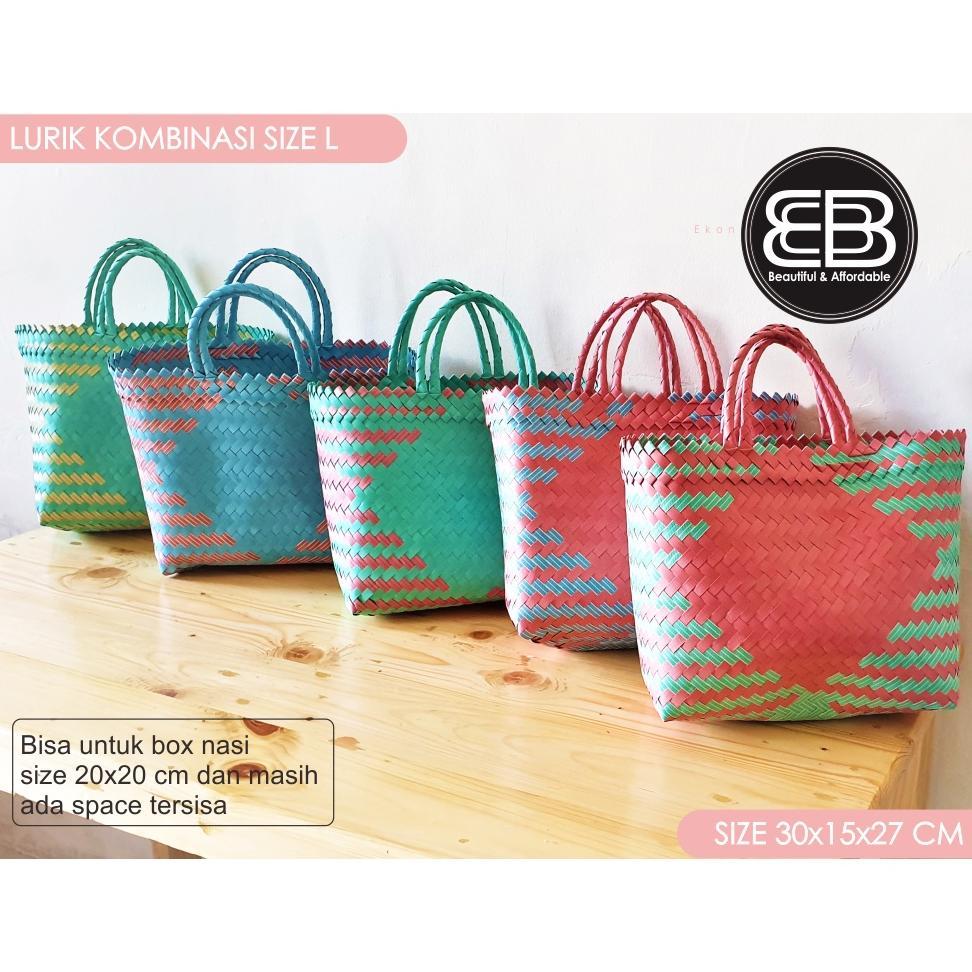 Readyy Tas Anyaman Plastik Lurik Jumbo Garis-Garis