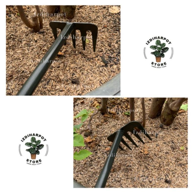 garpu besi gagang kayu untuk garukan tanah berkebun - GARPU TANAH