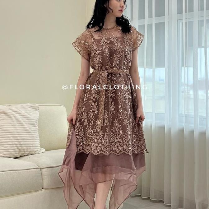 F351 Dress wanita kondangan bridesmaid pesta mewah bahan premium