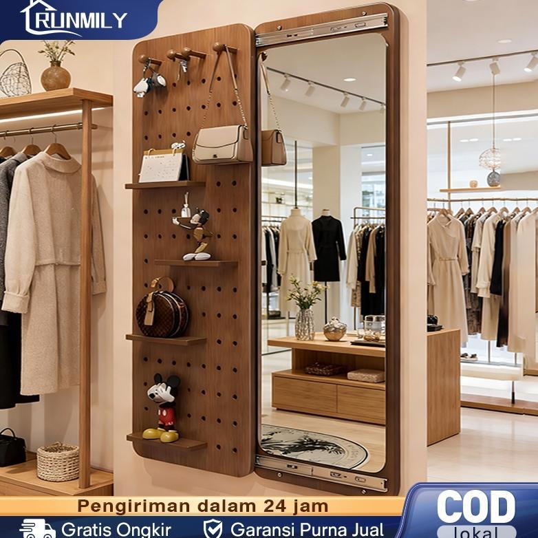 [LUV] 120cm Kaca Cermin Dinding Standing Mirror Full Body Gantung Cermin Aesthetic Dengan Pintu Gese