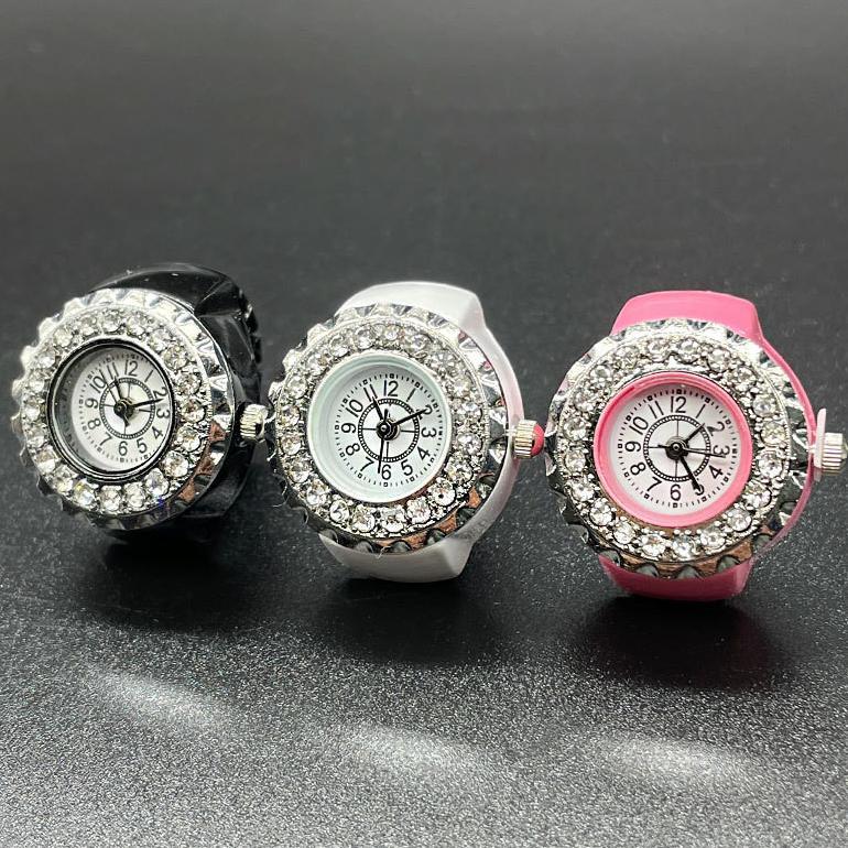Berlian Jam Cincin Jari Jam cincin Mini Terbaru Tahan Air/Cincin Pria dan wanita Tangan Cincin/Ukura