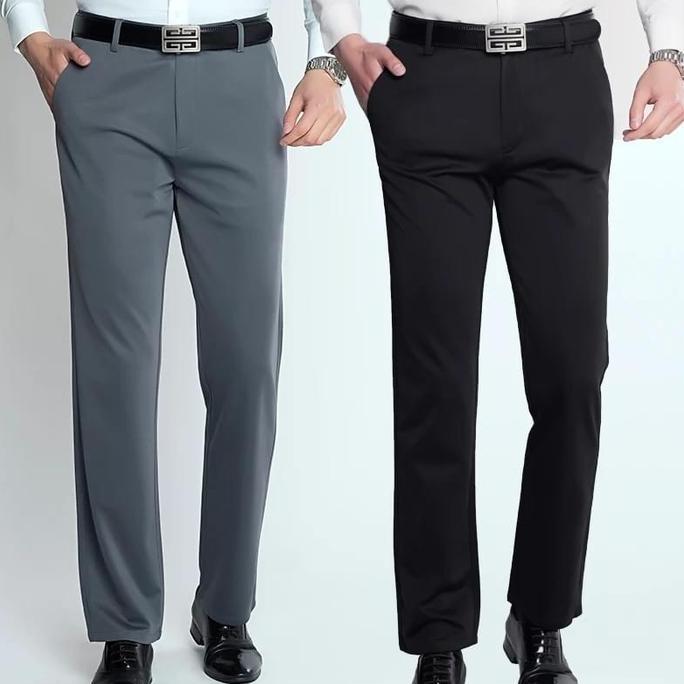 Termurah !! Celana Formal Reguler Twis Semi Bagy Hitam Celana Kerja Pria Santai Slim-Fitting Celana 