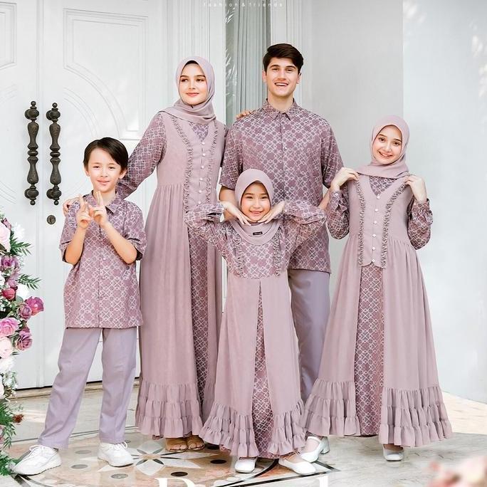 Baju Gamis Ethica Sarimbit Royal 07 Festive Mauve - Gamis Ibu & Anak Jaguard Twisted Premium + Baby 