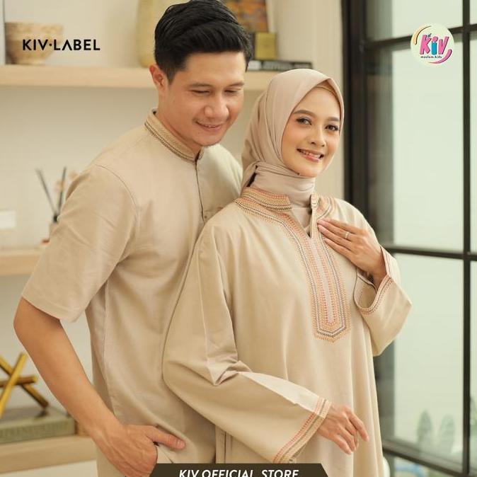 KIV Sarimbit Cream Bayanaka Series Lebaran Baju Muslim Raya Keluarga Family Set Couple Gamis Pasanga