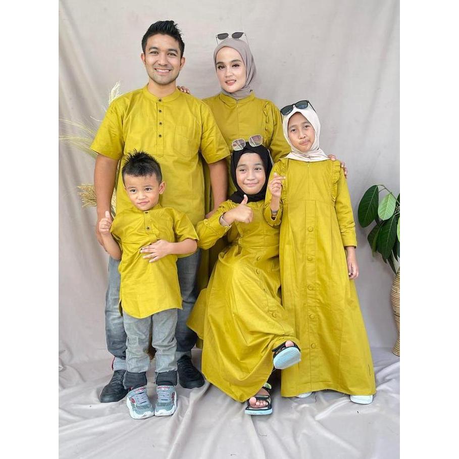 Baju gamis/koko couple keluarga harmoni sarimbit lemon