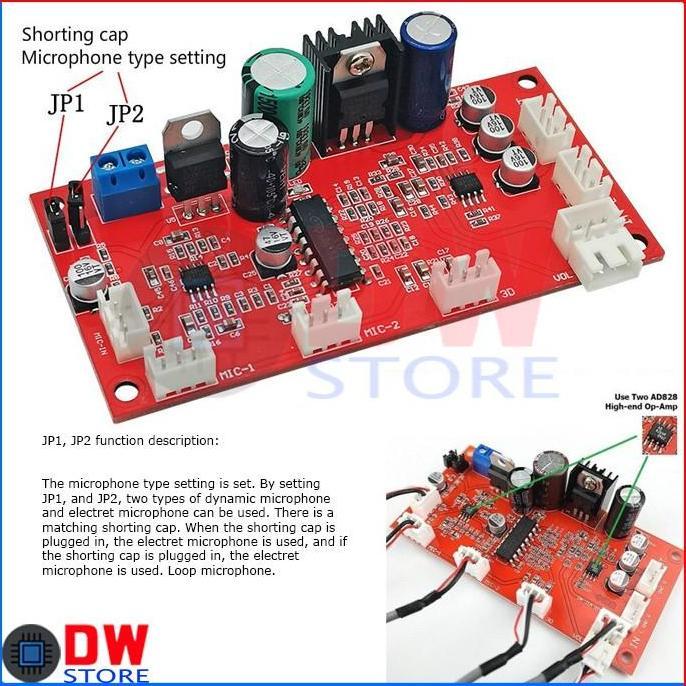 Allthebest- Modul PT2399 AD828 Stereo Karaoke 2 Ch Microphone Echo Reverb Efek