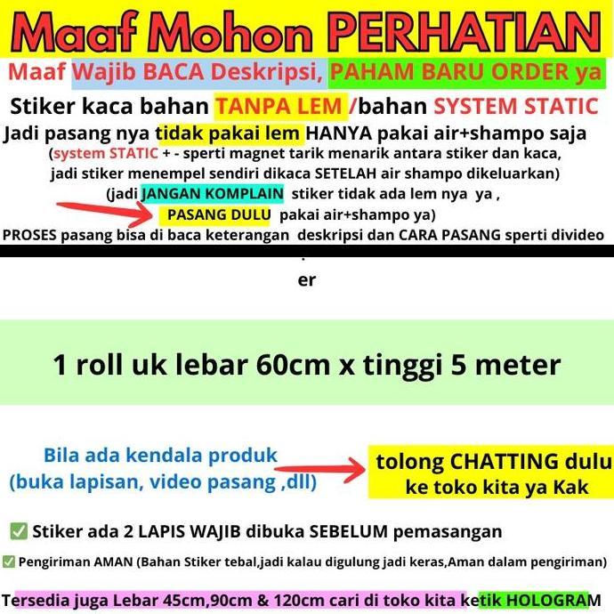 Yoksx- Sunblast Sunblas Sanblast Sanblas Stiker Sticker Kaca Premium Lebar 60Cm X 5Meter Motif 3D Hi