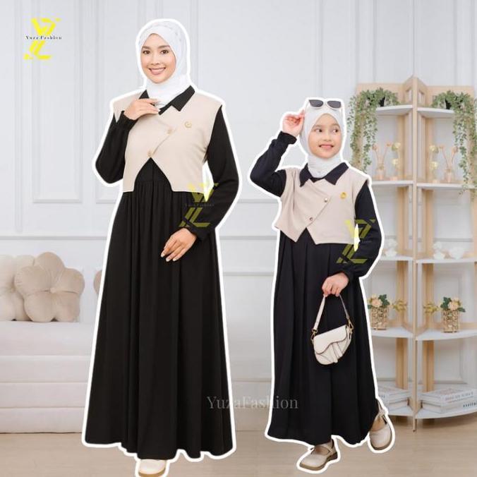Gamis Couple Ibu Anak Perempuan bahan Rayon Premium mix Knit / Dress Couple Ibu Anak Perempuan / Gam