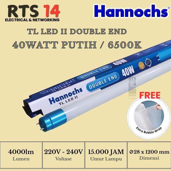 Ready stock Hannochs TL LED II Double End 40W Cahaya Putih (CDL) - Lampu TL LED 40WATT Cool Daylight