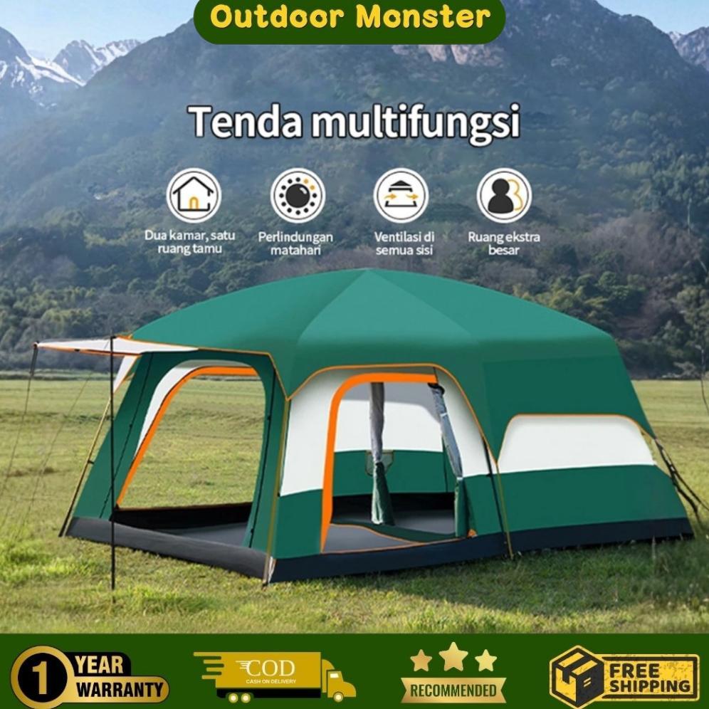 Outdoor Monster (Garansi 1 Tahun) 8-12 Orang Tenda Camping Tahan Air Dan Angin - Tenda Besar Keluarg