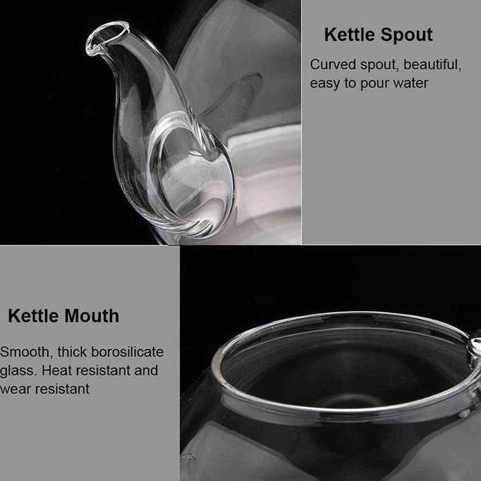 [Teko Kompor Induksi] Teko Kaca Tahan Panas Pitcher Teh Chinese Teapot Tea Pot Maker Desain Unik Aes