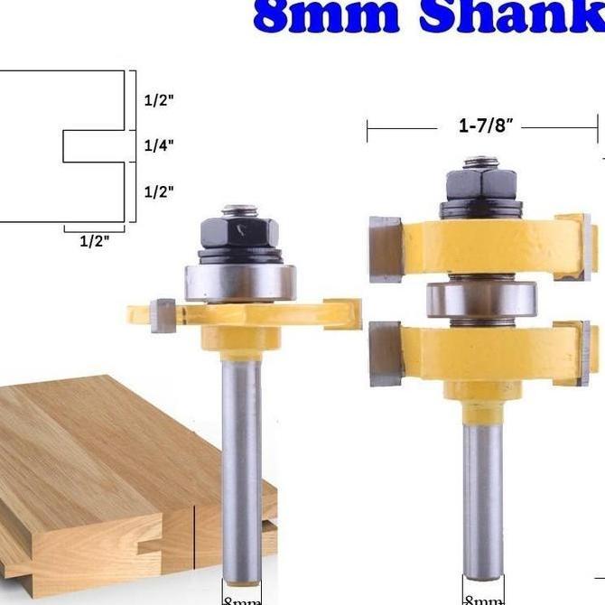 DELSMART 1/4 mata router profil sambungan kayu panel pintu slot set Tongue & Groove As 6mm Mata prof