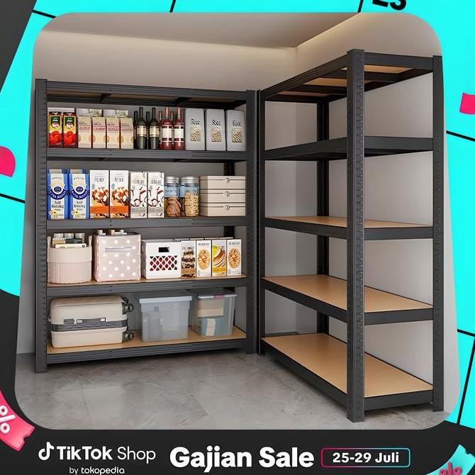 BRAGANZ Rak Besi Siku Lubang/Rak Gudang/ Rak besi /Rak susun 3/4/5 /Rak Dapur/Rak Supermarket Serbag
