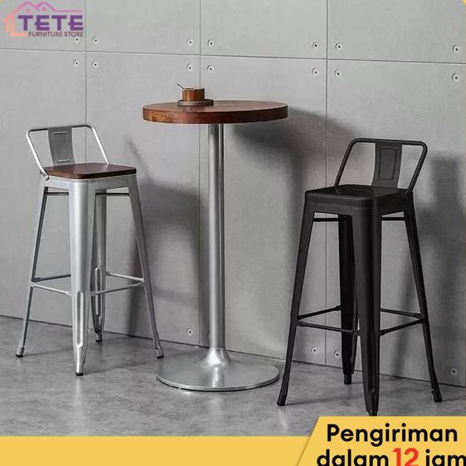 CARADA TETE  Kursi Bar Besi Minimalis Tolix Kursi Cafe Persegi Tinggi Pengiriman Surabaya COD Diskon