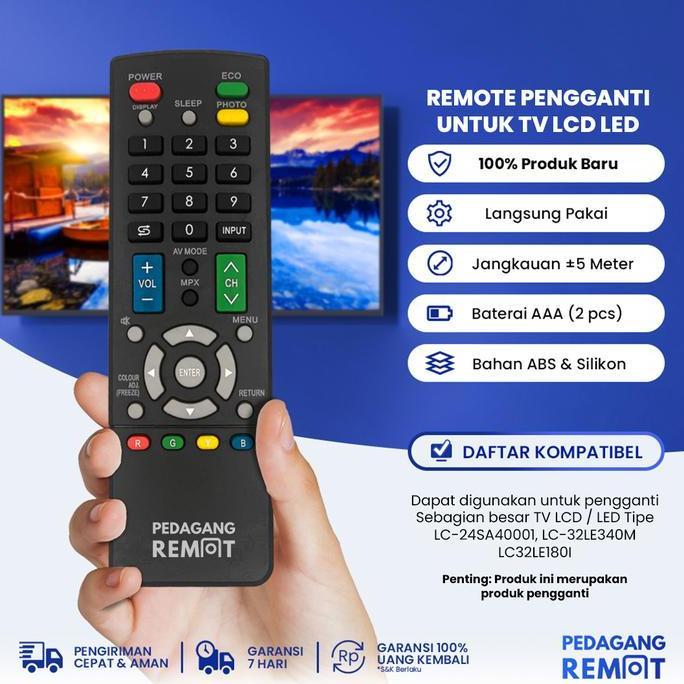 Remot Pengganti untuk Remote TV Aquos LCD LED GB016WJSA LC-24SA40001 LC-32LE340M  LC32LE180I