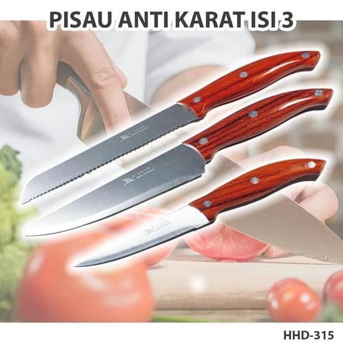 BESTPROMO knife set Pisau dapur 3 in 1 stainless steel Pisau set Pisau Stainless