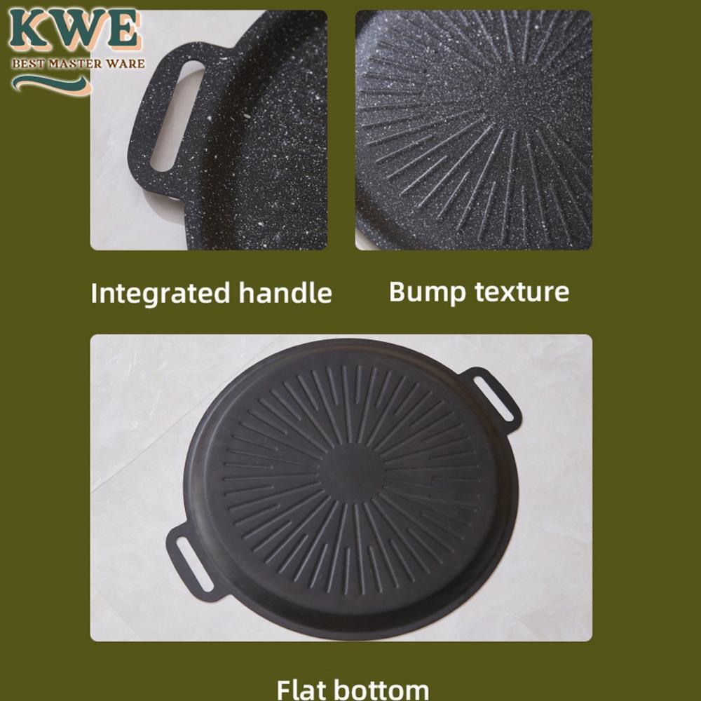 PROMO TERBARU KWE Panci wajan pemanggang Korea 38cm Anti Lengket BBQ Grill Pan Alat Panggang Bisa un
