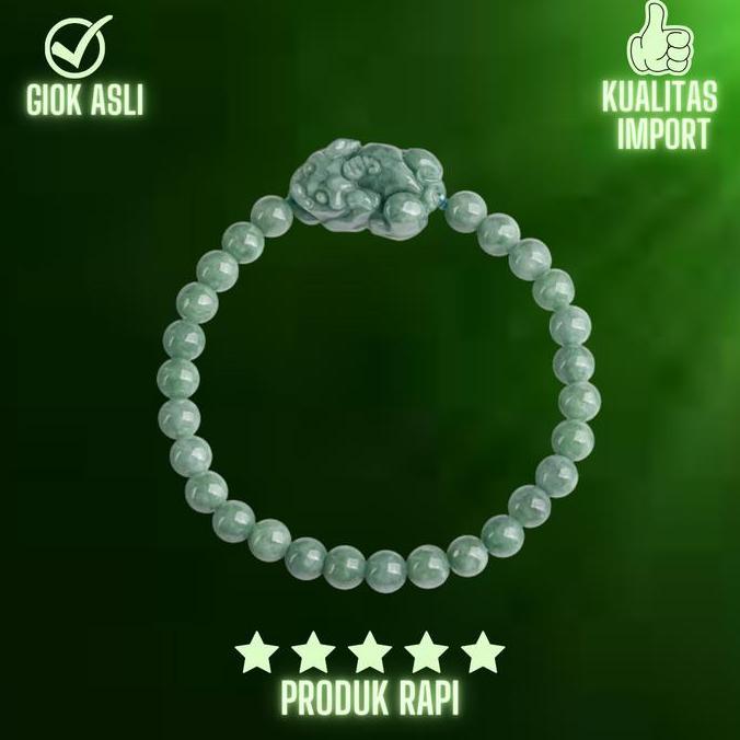 REBEKA.TOKO - GELANG GIOK WANITA HIJAU PIXIU ASLI CHINA-GELANG GEMSTONE GIOK WANITA