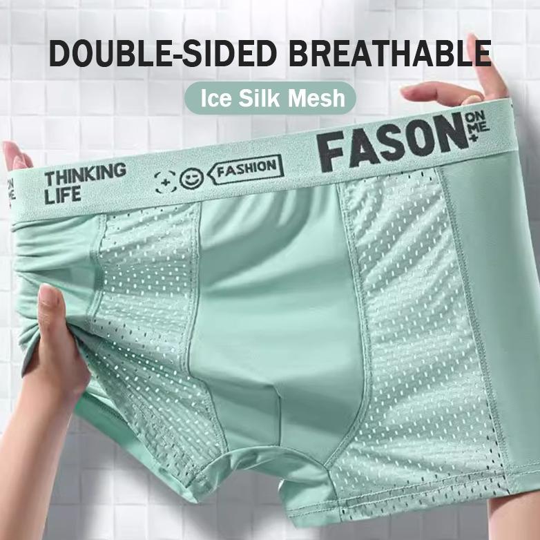 PAKET 4 PCS Celana Dalam Boxer Pria Ice Silk Adem Lembut Tipis Antibakteri CD/celana dalam pria