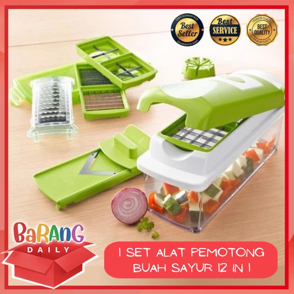 1 SET ALAT PEMOTONG BUAH SAYUR 12 IN 1 / GENIUS NICER DICER / ALAT PEMOTONG PRAKTIS / ALAT PERAJANG 