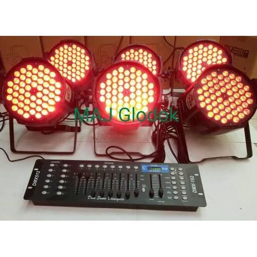 Paket Lampu 6 Par 54 LED Full Color + Mixer DMX-512