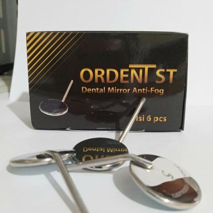 Dental Kaca Mulut No 4 dan 5 / Kaca Mulut Front Surface anti embun isi 6 pieces Merc Ordent ST Peraw