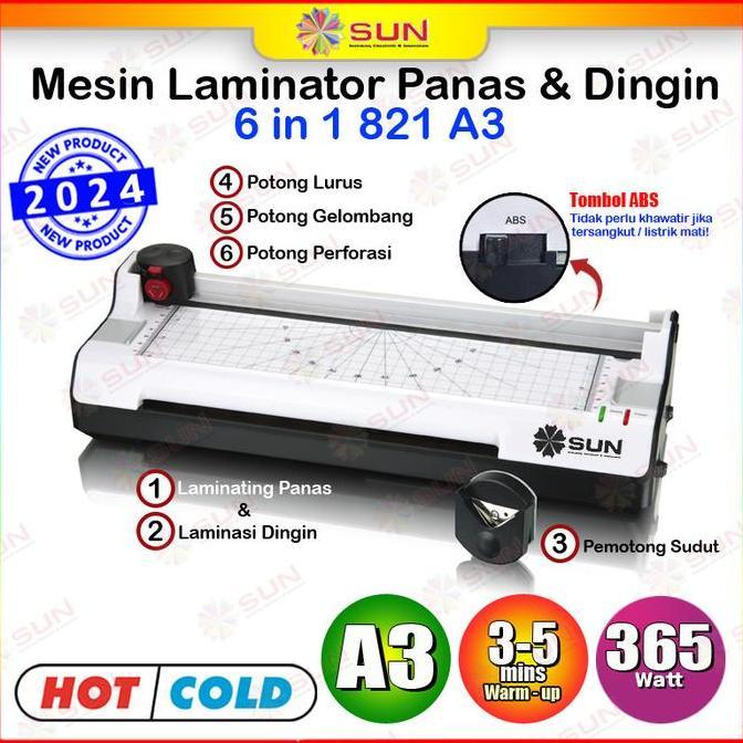 Mesin Laminating A3+ ( 320 Mm ) - Lme001A3 / 6 In 1 821 ( Bisa Laminating Panas Dan Laminasi Dingin,