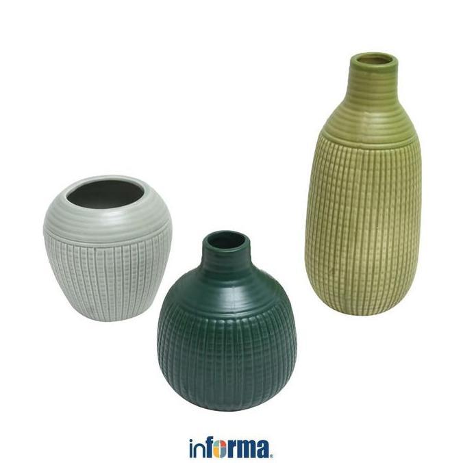 Promo Informa Set 3 Pcs Jungle Vas Keramik Dekorasi Pot Bunga Pajangan Meja Hiasan Rumah Botol Dekor