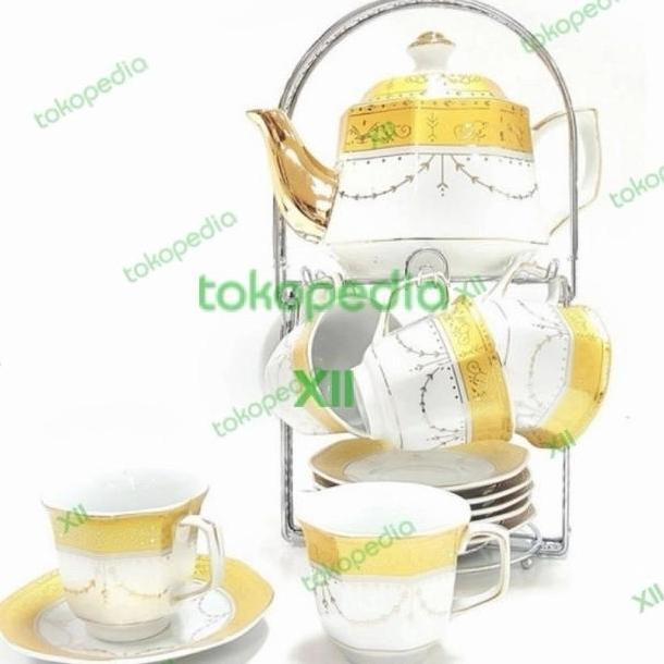 (PROMO) ViCENZA C~78 GOLDEN TOUCH SERiES TEA CUP SET 15 PCS PAKET TEKO + CANGKiR MOTiF