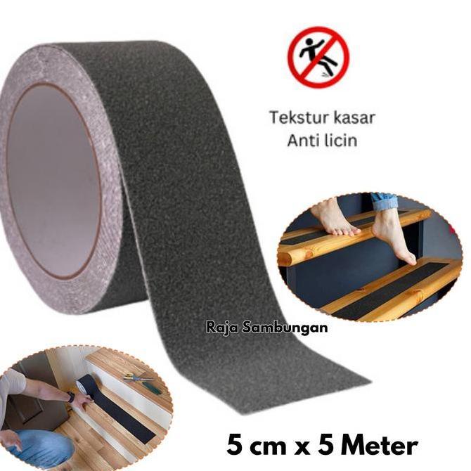 OK LAKBAN ANTI SLIP 5 CM X 5 METER HITAM STEP NOSING SAFETY WALK UJUNG PINGGIR SUDUT TANGGA LANTAI U